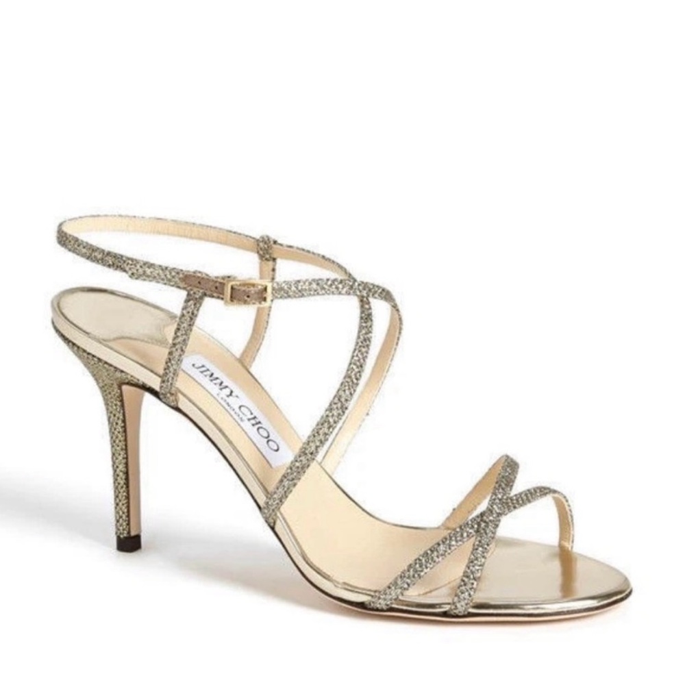 Jimmy Choo Metallic Gold Strappy Evening Sandal